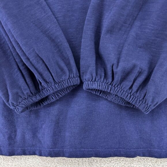 Crown & Ivy Top Womens XL Blue Navy Crew Neck Long Sleeves Smoked Elastic Cuff - Picture 6 of 13